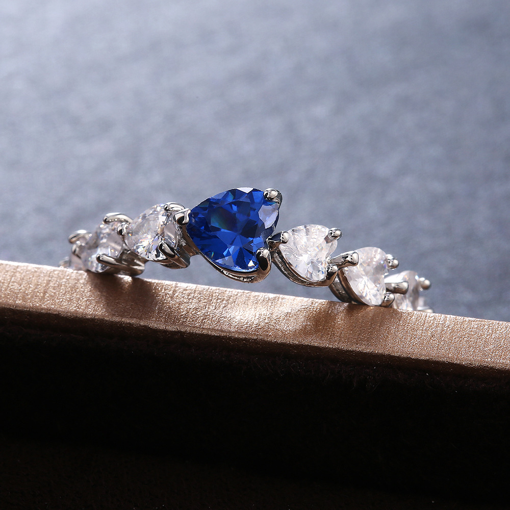 Fashion Heart Shape Copper Inlay Zircon Rings 1 Piece