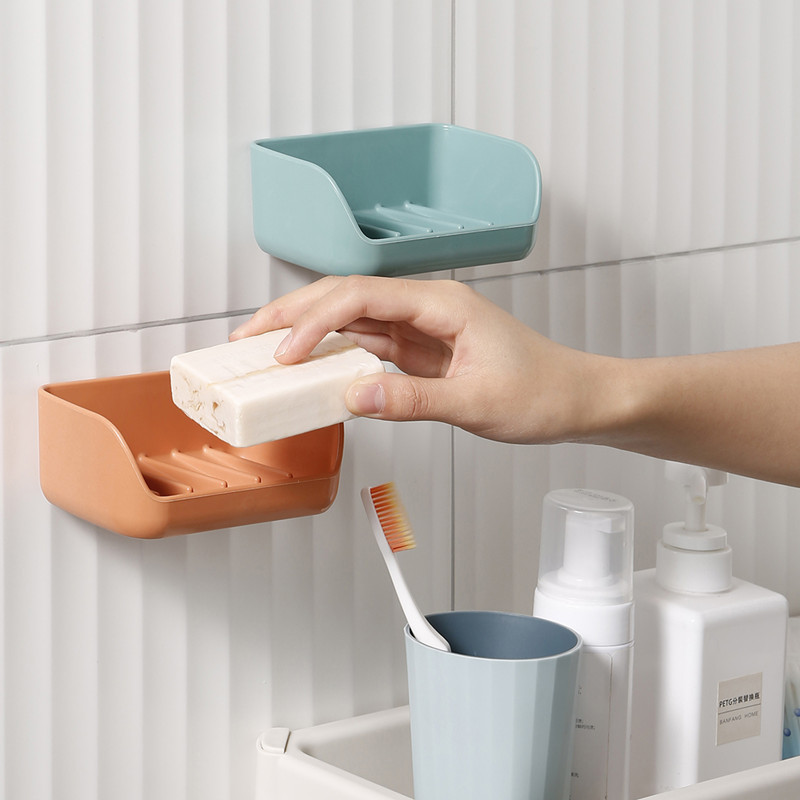 亚马逊肥皂盒架子沥水卫生间创意免打孔香皂置物架壁挂式香皂盒子