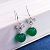 Agate earrings with bow jade, retro accessory