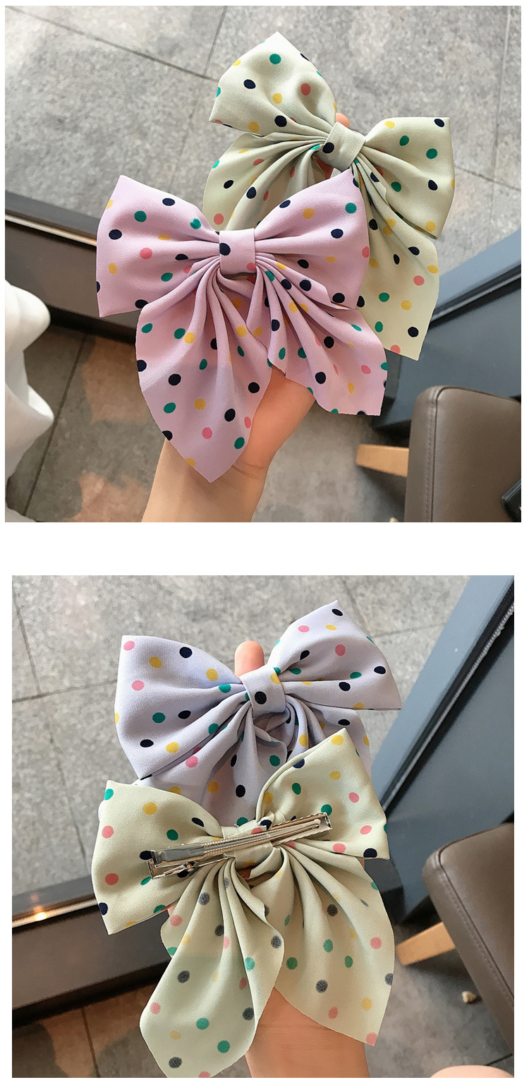 Korean Fabric Retro Bow Hairpin Sweet Color Wave Dot Clip Hairpin Wholesale display picture 4