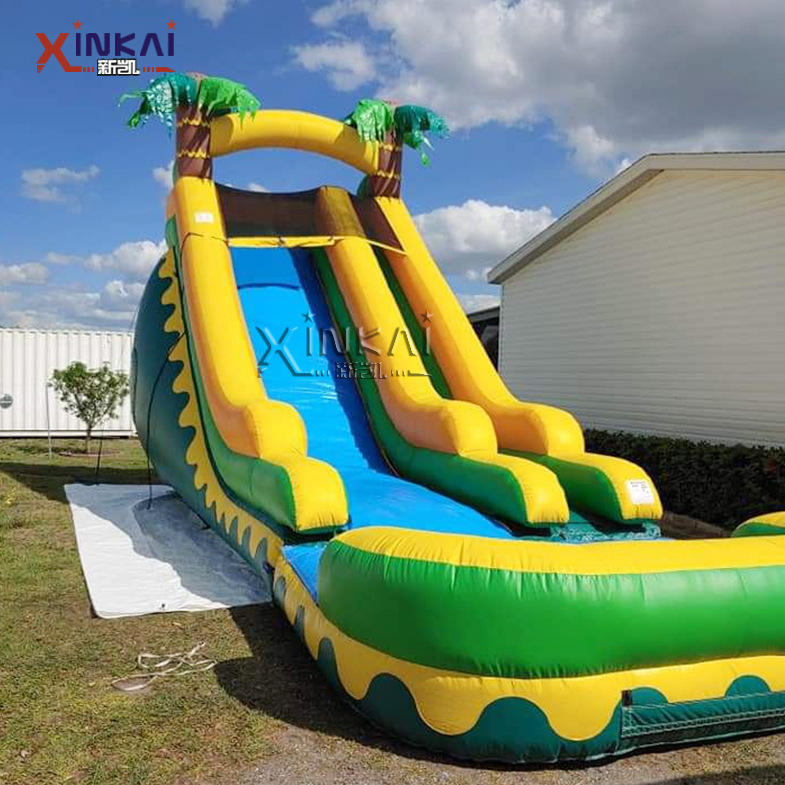水上乐园充气滑滑梯 户外卡通热带雨林主题滑梯 棕榈树充气水滑梯