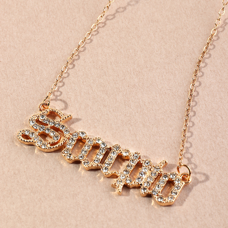 fashion  retro  diamond twelve constellation necklace