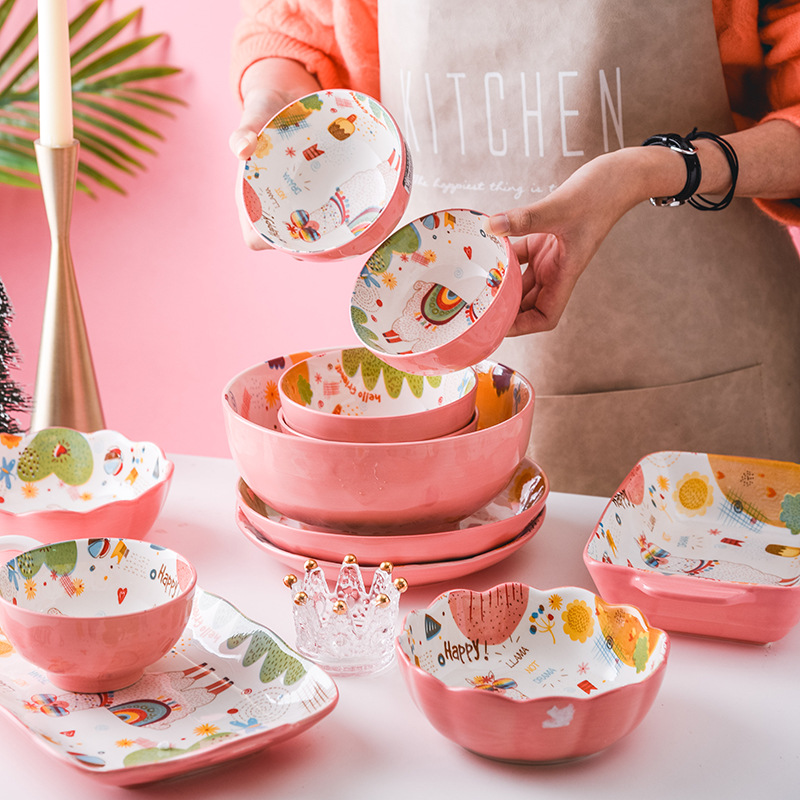 Creative Cartoon Christmas Ceramic Bowl Cutlery Home Baked Tray Soup Bowl Salad Bowl Personality Plate Dish Set