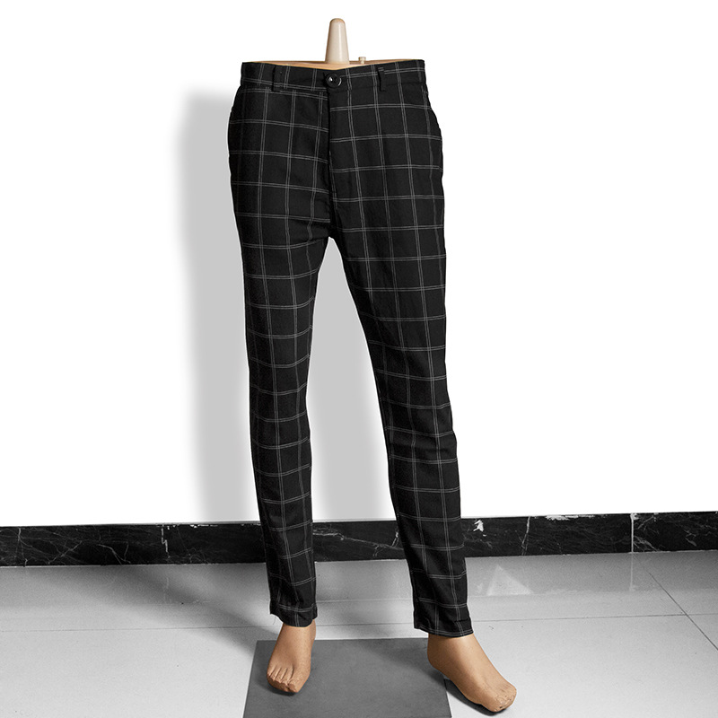 Herren Freizeithose Neue Sommerhose mit doppeltem Streifen- und Karomuster_voghion.com