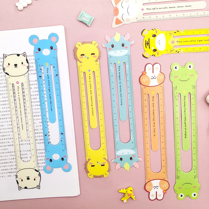 Creative ruler 15CM scale cute cartoon magnetic soft ruler 12 zodiac ruler bookmark student stationery can be customized with logo