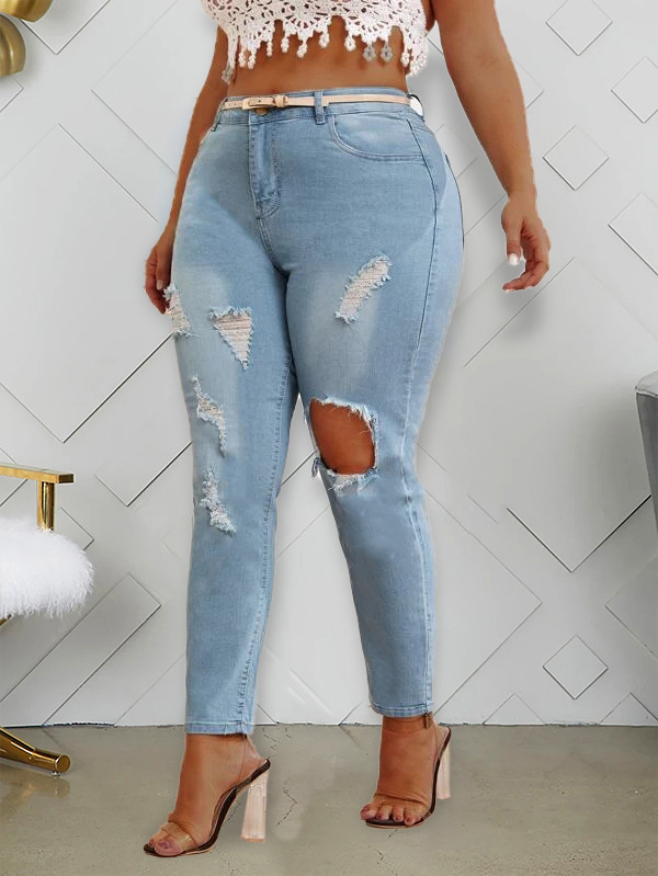 Slim holes jeans nihaostyles wholesale clothes NSWL91713