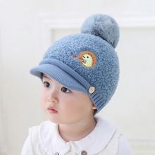 韓版寶寶棒球帽冬新款恐龍鴨舌帽毛球男女孩帽子棉布內里