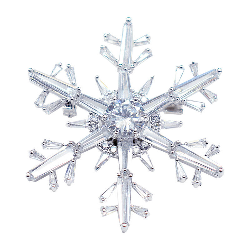 Estilo coreano nuevo copo de nieve ramillete de cobre femenino micro incrustaciones de circón broche de gama alta accesorios de ropa pin moda ramillete al por mayor