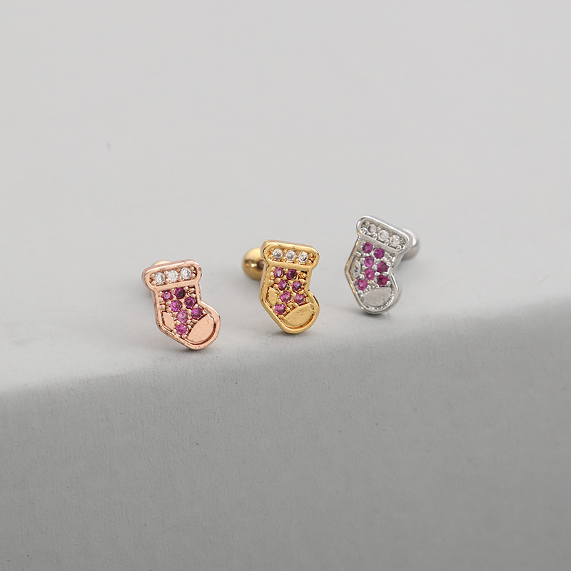 Fashion Elk Copper Ear Studs Inlay Zircon Copper Earrings 1 Piece