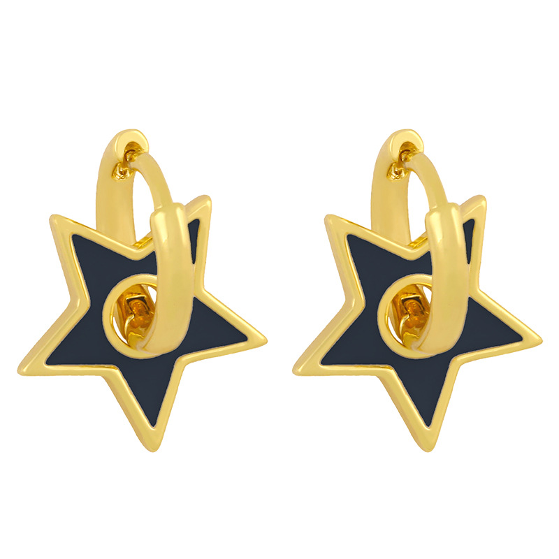 New  Fashion  Drop Oil Five-pointed Star Earrings display picture 5