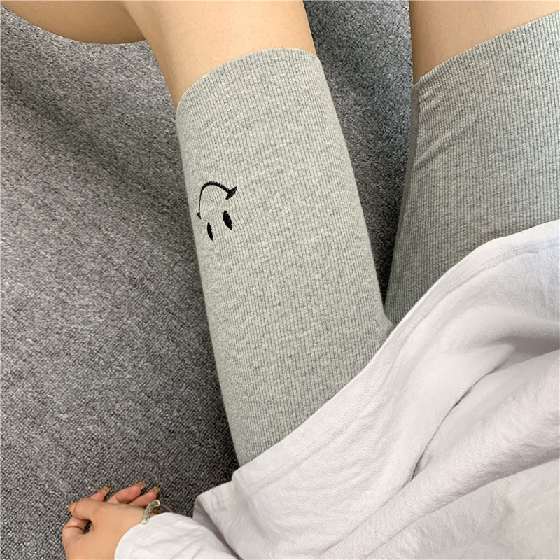 Summer Korean style thin thread cotton smiley face outer wear leggings cycling pants women's middle pants anti-exposure safety pants