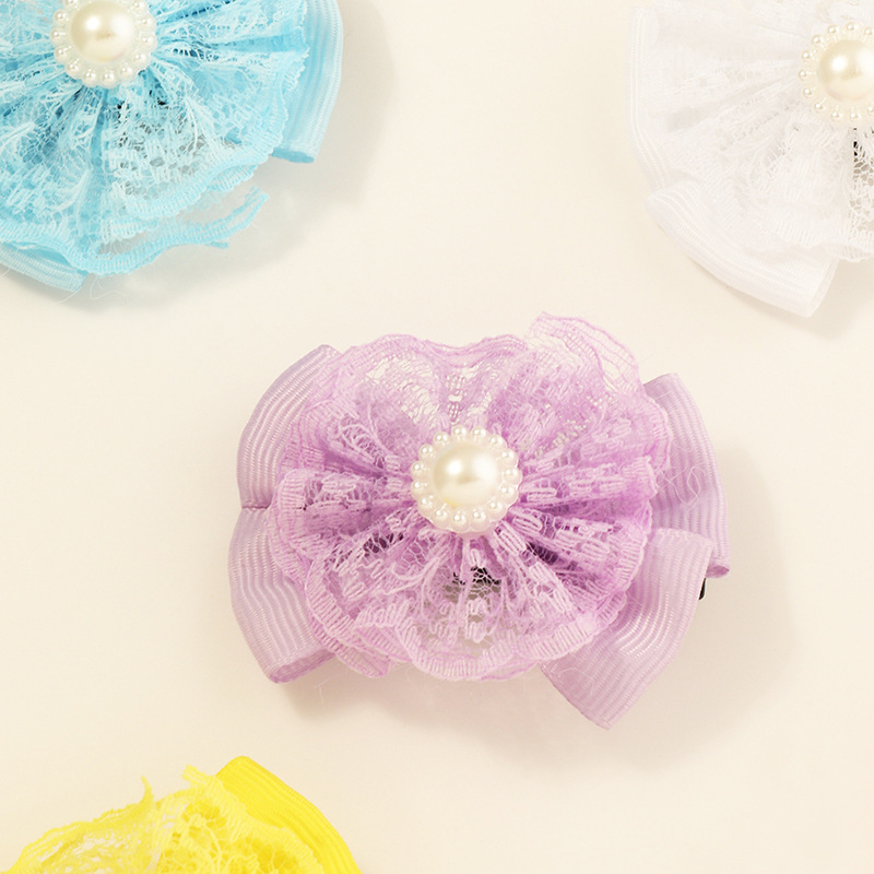 Korea New  Super Fairy Lace Pearl Hairpin display picture 4