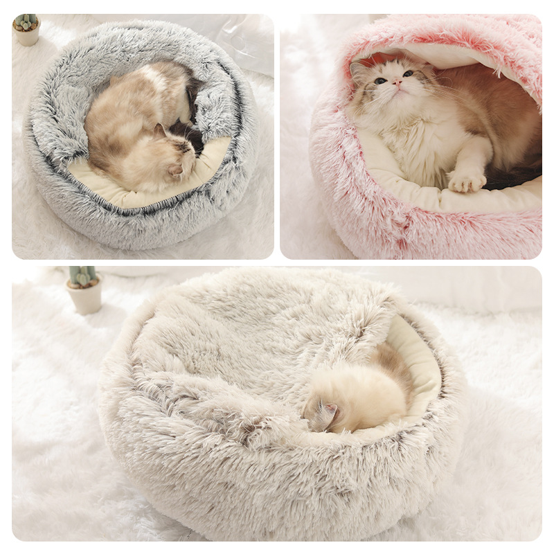 New Plush Kennel Crystal Velvet Warm Round Half-pack Cat Litter Deep Sleep Plush Cat Litter Round Litter Puppy Litter