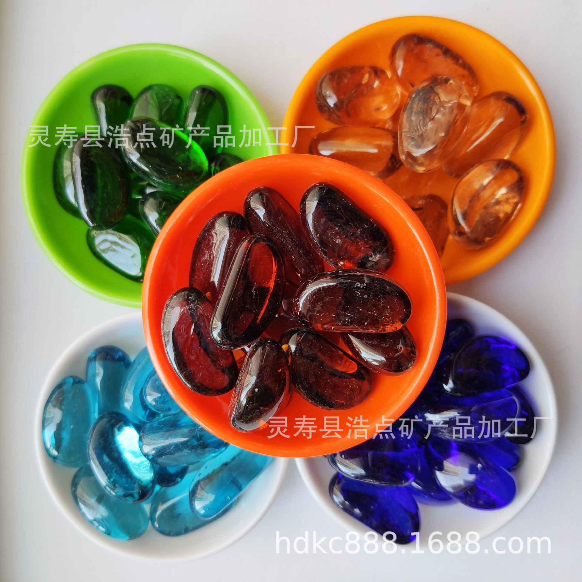 鱼缸造景石 彩色玻璃石   水培多彩石水族底砂 装饰玻璃腰果