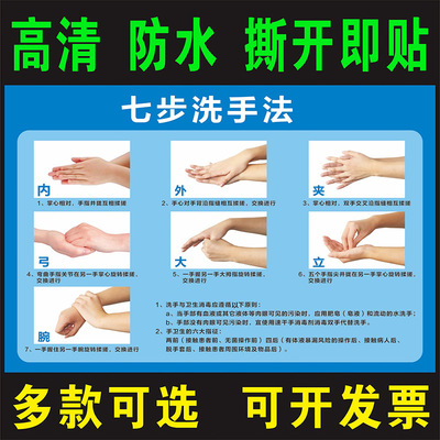 Hospital School kindergarten major standard Wash your hands 67 Technique step Wall Stickers poster