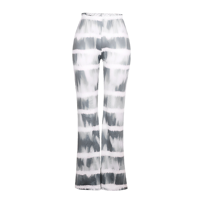 loose casual printed flared trousers NSKX8448