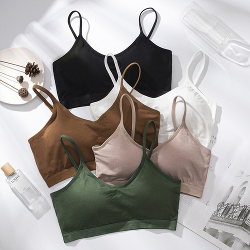 [Factory direct sales] Pure cotton all-in-one pure cotton back-beautiful underwear push-up beautiful back camisole sports wrap tube top