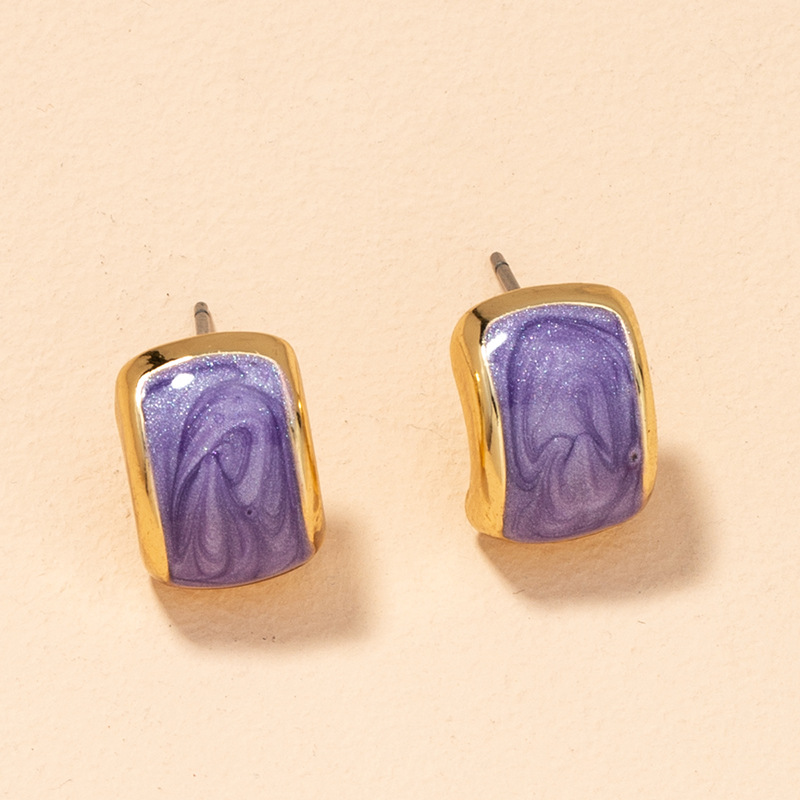 Nouvelles Boucles D&#39;oreilles Rétro Arc Géométrique Violet Pétrole Et Gaz display picture 2