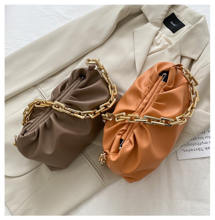 Women's Medium Pu Leather Solid Color Streetwear Cloud Shape Lock Clasp Underarm Bag display picture 10