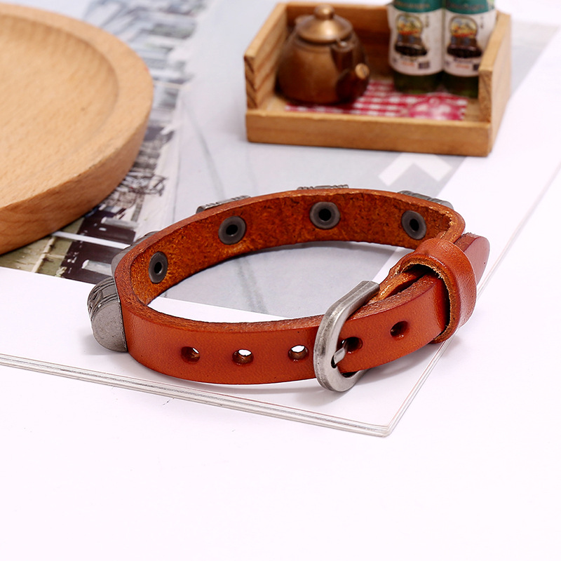 Hot-selling Punk Retro Simple And Versatile Student Accessories Adjustable Cowhide Bracelet Nihaojewelry display picture 2