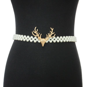 Fashion Pearl Belt for Women - Elastic Buckle with Pearls, Perfect for Dress