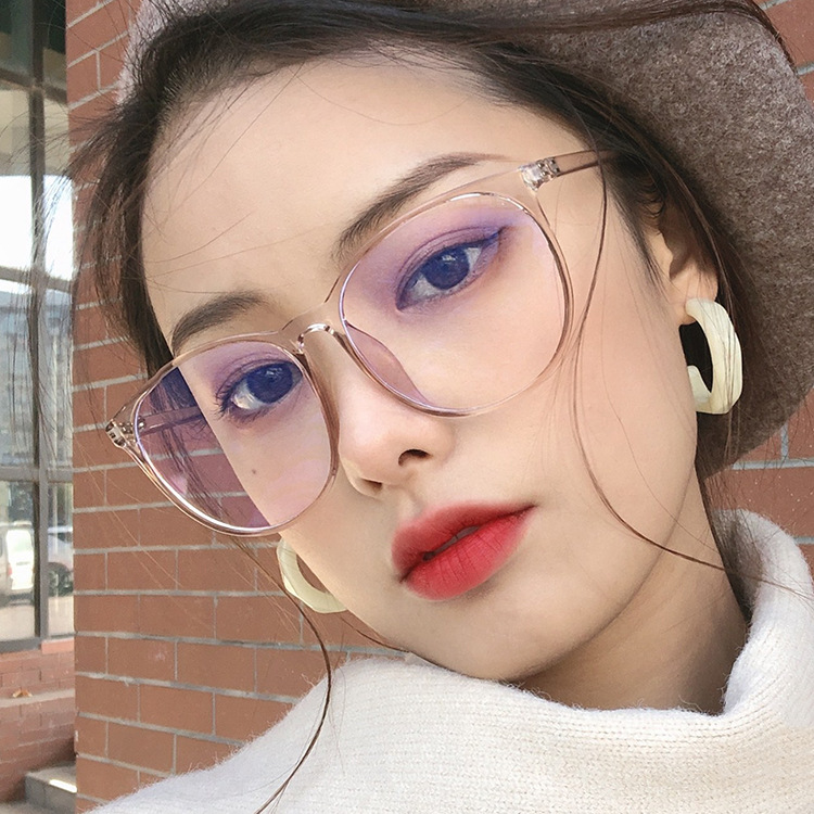 Xiaohongshu Anti-blue Light Large Frame Round Glasses Frame Plain  New Glasses Frame Ultra Light Artistic Plain Glasses Fashion display picture 2