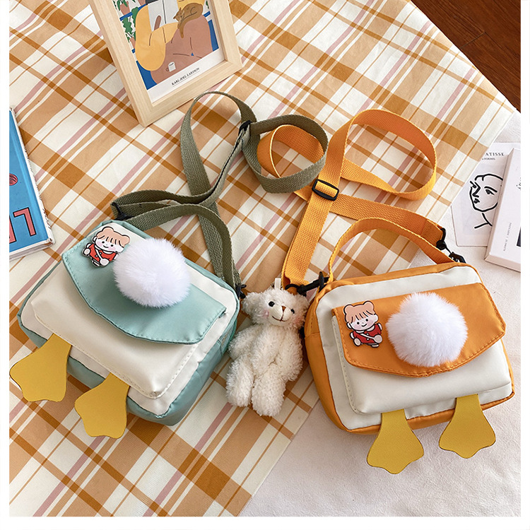Creative and personalized duck-butted single-shoulder small square bag for women 2021 cross-border bag canvas mobile phone coin purse undefined