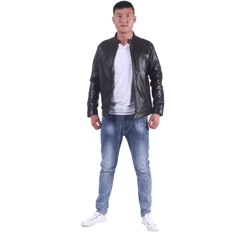 羊皮商务正装男士西服皮衣男士外套黑色男式皮衣外套男士