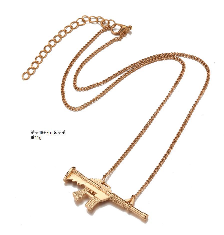 copper pendant machine gun necklace
