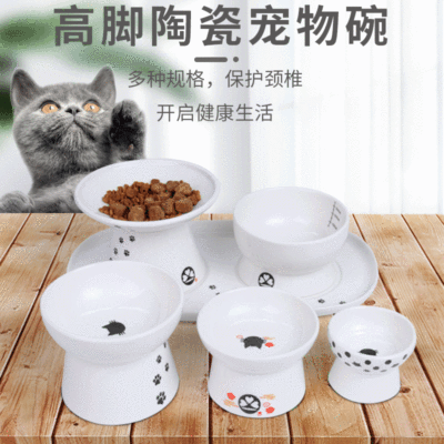 Japanese protect cervical vertebra Ceramic bowl Kitty Dogs Drink plenty of water foodstuff Pets Supplies