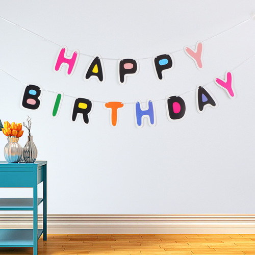Birthday party flag pulling scene background wall decoration banner layout banner decoration banner bunting room hanging decorations