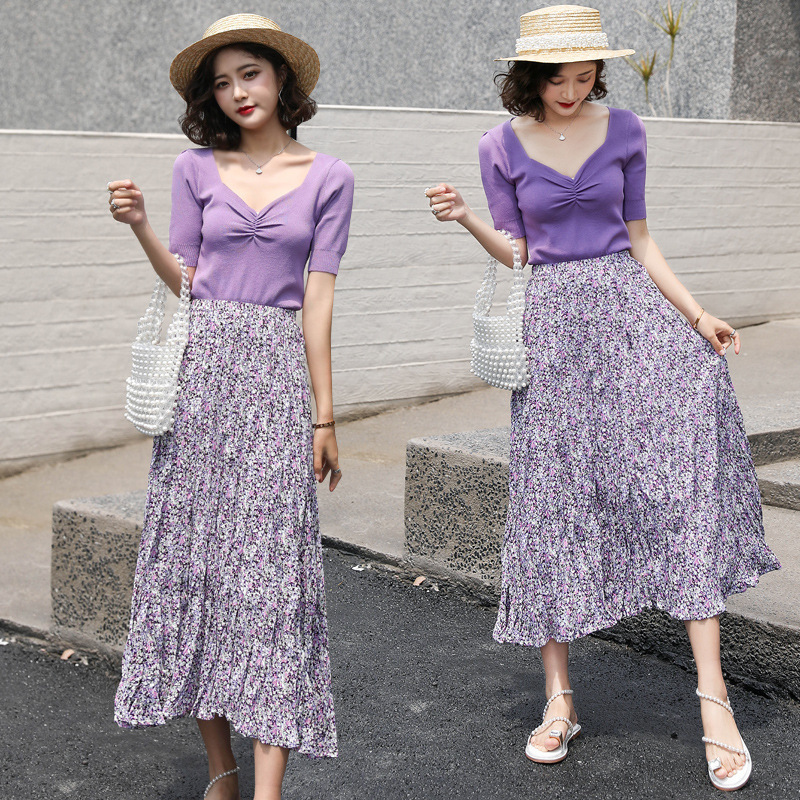 Papaya Milk Summer New Arrival Korean Style Elegant Slimming V-neck Sweater Mid-sleeve Slim-fit Fashionable Age-reducing Top Trendy