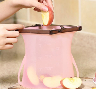 跨境硅胶1000ml保鲜袋 水果食物硅胶保鲜袋可重复使用硅胶保鲜袋