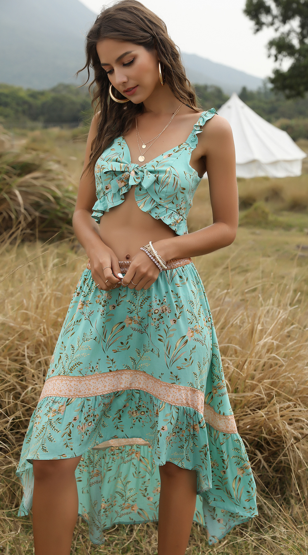 hot-selling top skirt bohemian two-piece dress NSDF1592