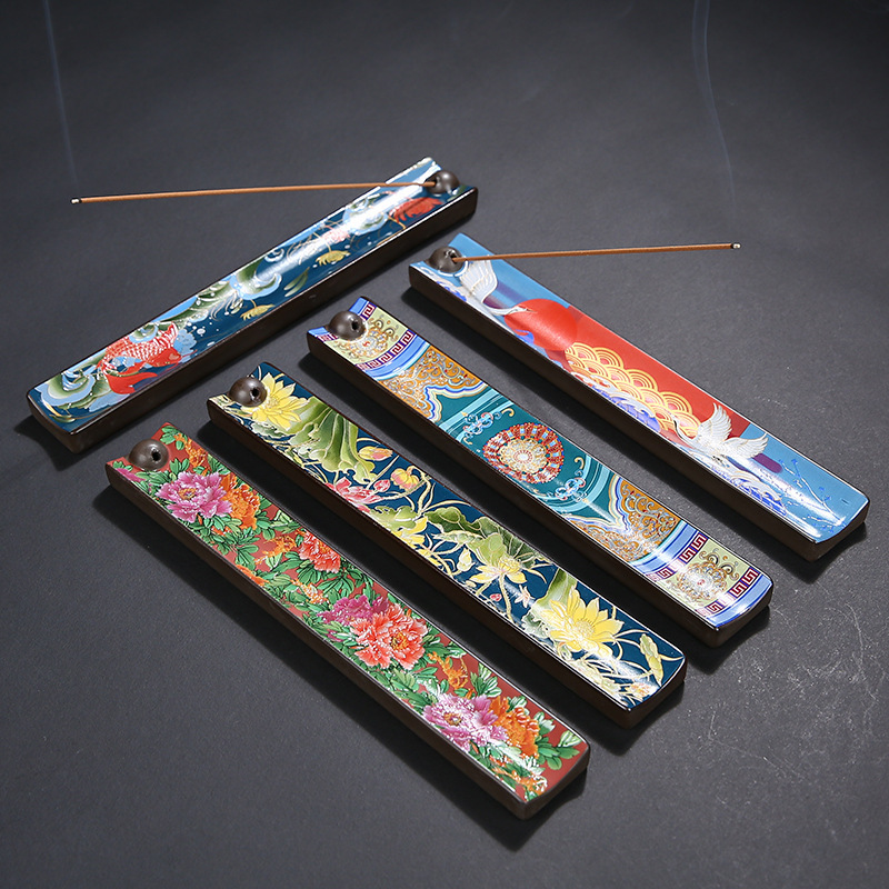 Ceramic Enamel Incense Stick Creative Antique Wire Incense Burner Base Ornaments Incense Burner Home Cross-Border Wholesale Customized Logo
