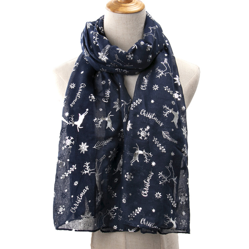 190g Weight Scarf Classification Travel Occasion Polyester Material Christmas Festival Women's Elegant Christmas Tree Snowflake Elk Polyester Winter Scarves