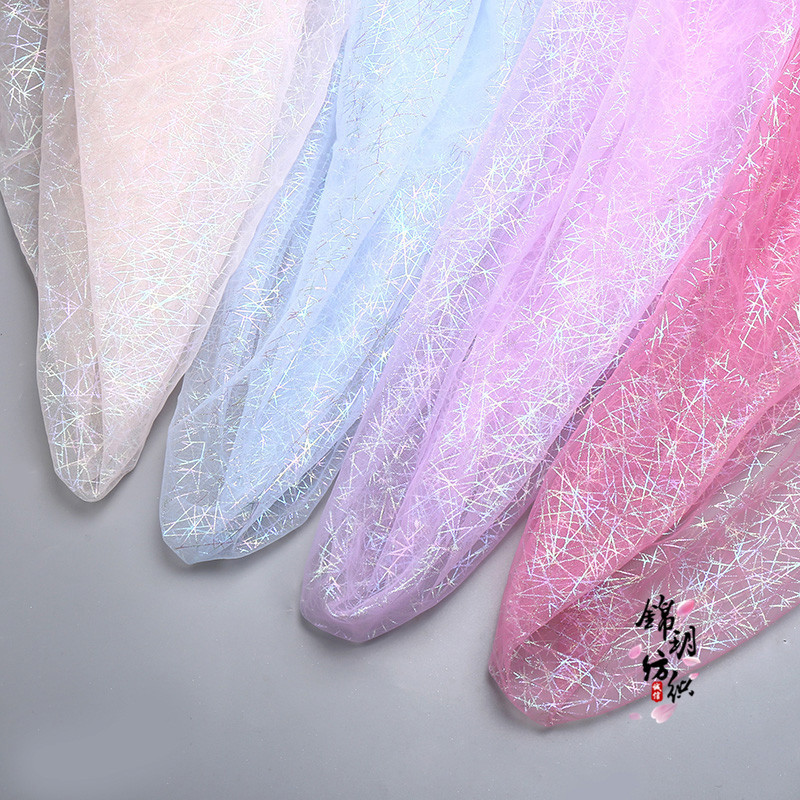 幻彩几何线条纱少女心彩色荧光蜘蛛网纱布服装连衣裙饰品面料批发