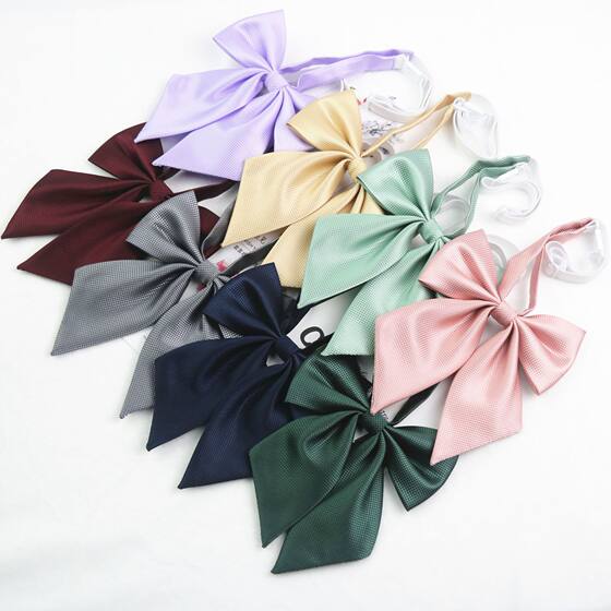 Wholesale long handle small Bevel bow tie female solid color magic squares collar flower JK uniform College Style Bow School uniform spot