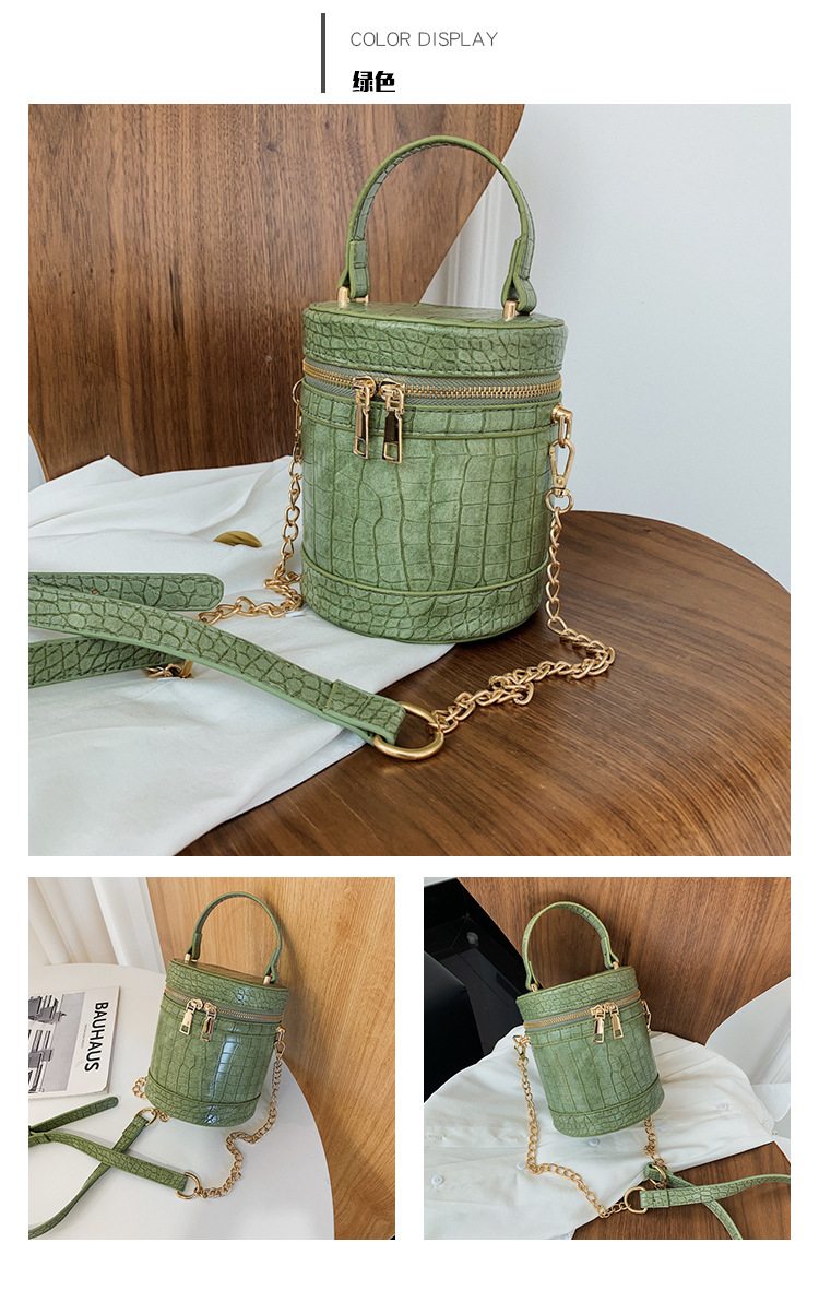 Nuevo Bolso De Cubo De Cadena De Patrón De Cocodrilo De Textura De Verano De Crossbody Portátil Al Por Mayor display picture 4