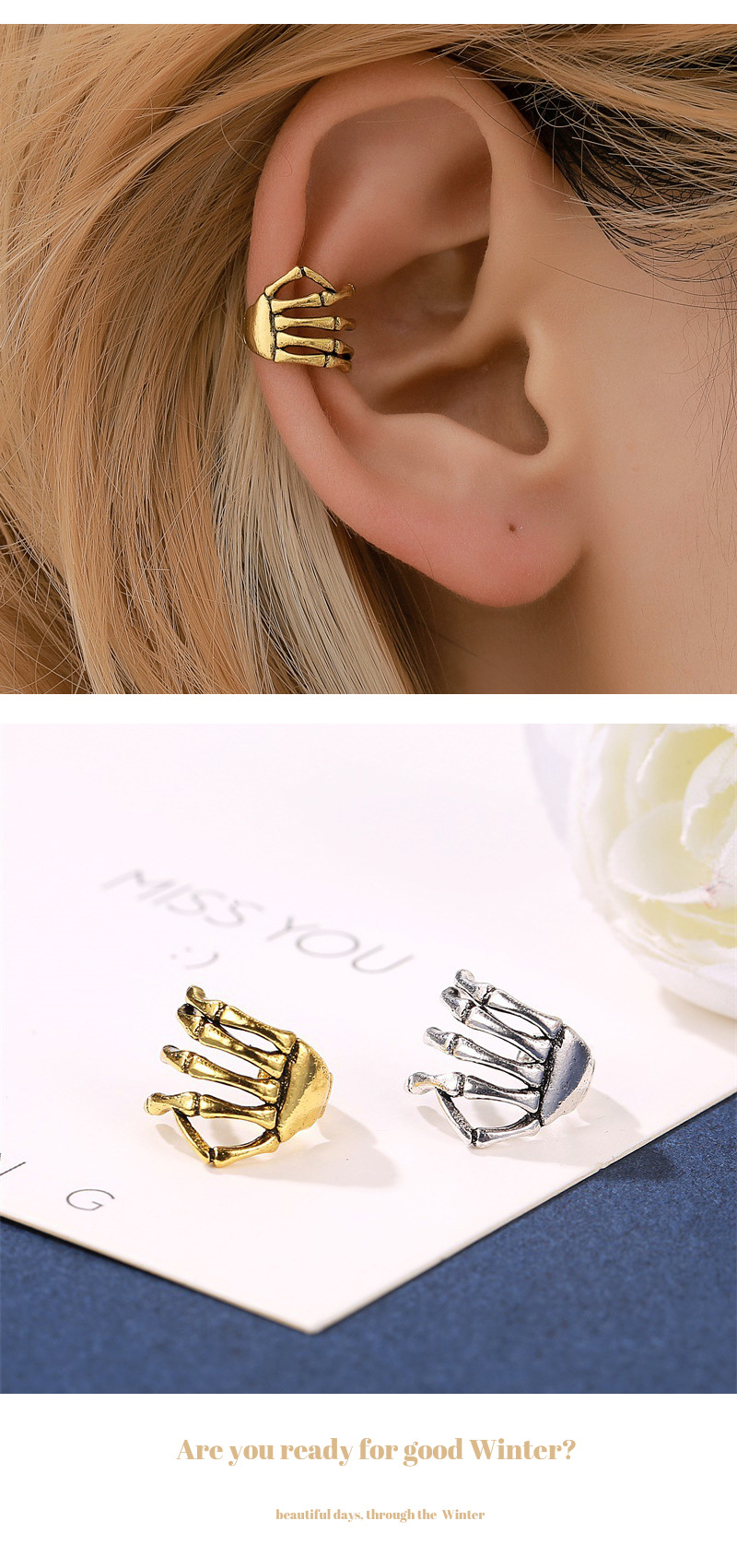 Ear Cuff Retro C-shaped Ear Clip Leaf Ear Bone Clip Cartilage U-shaped Earrings Wholesale Nihaojewelry display picture 5