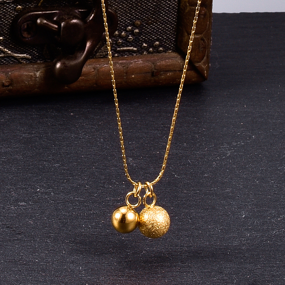 Wholesale Jewelry Fashion Double Steel Ball Pendant Titanium Steel Necklace Nihaojewelry display picture 2