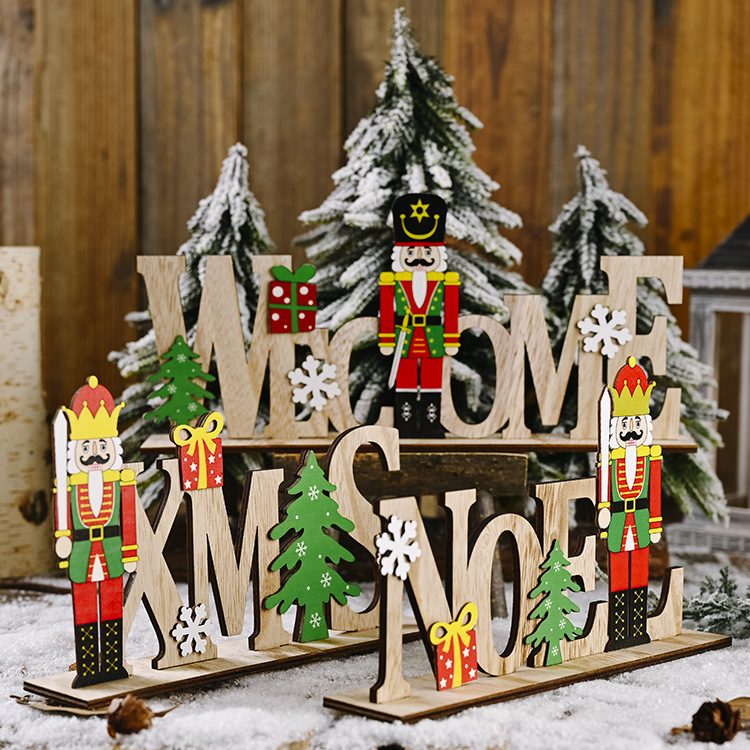 Christmas Wooden Walnut Soldier Letter Decorations display picture 14
