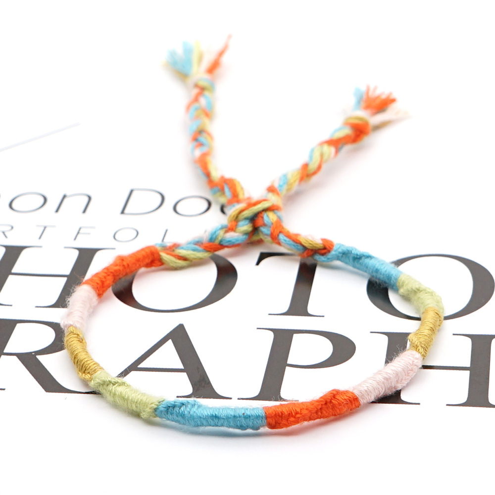 Fashion Handmade Original Linen Cotton Braided Bohemian Color Ethnic Style Elastic Bracelet For Women display picture 9