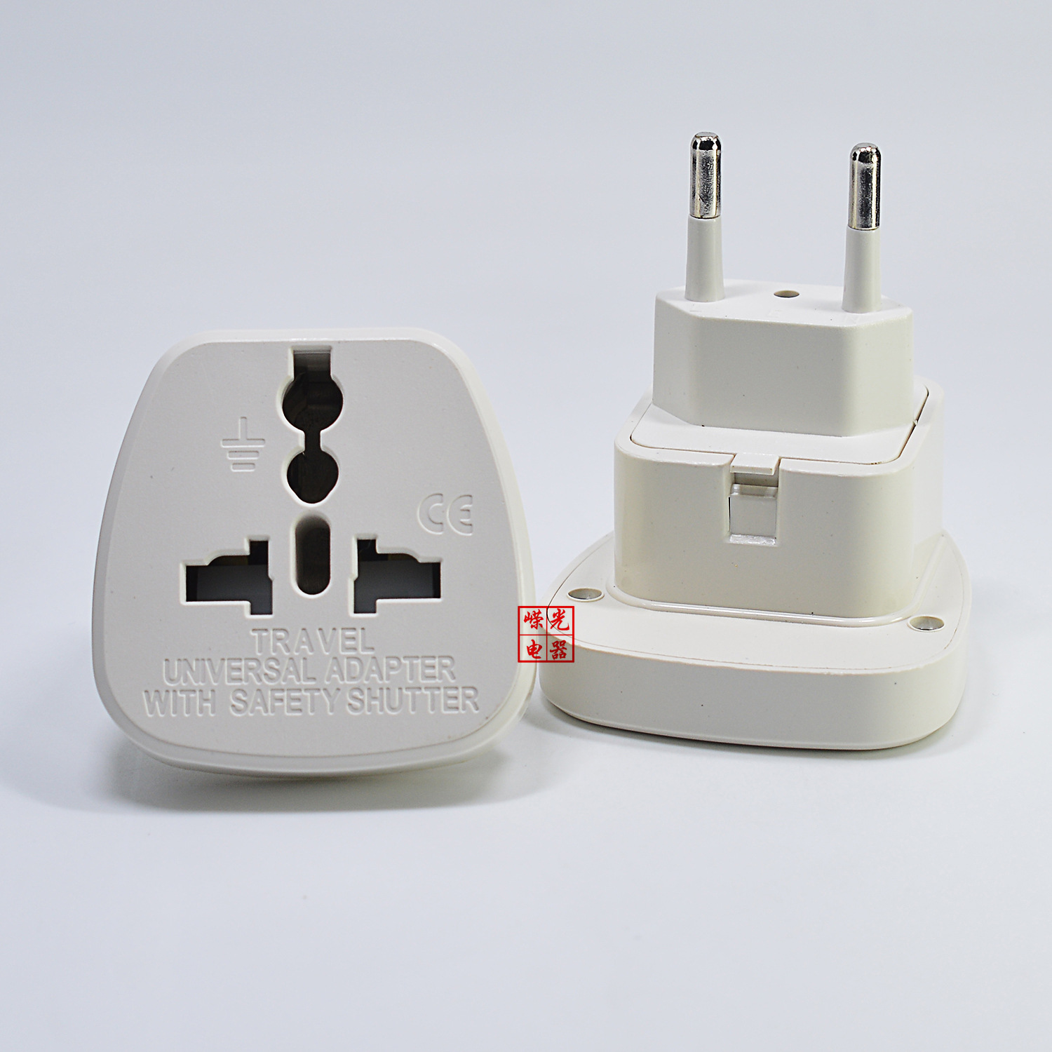 嵘光产销SS-9C-1欧规菱形嵌入式转换插座巴西2脚转换头儿童保护门
