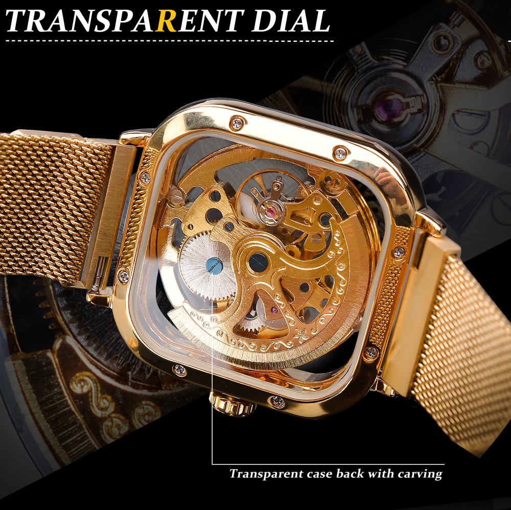 Men's Square Automatic Mechanical Watch With Magnetic Band_voghion.com