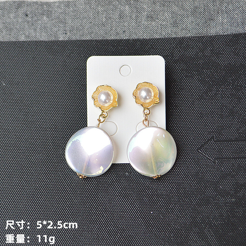 Alloy Material S925 Silver Needle Fashion Shell Beads Long Retro Pearl Earrings