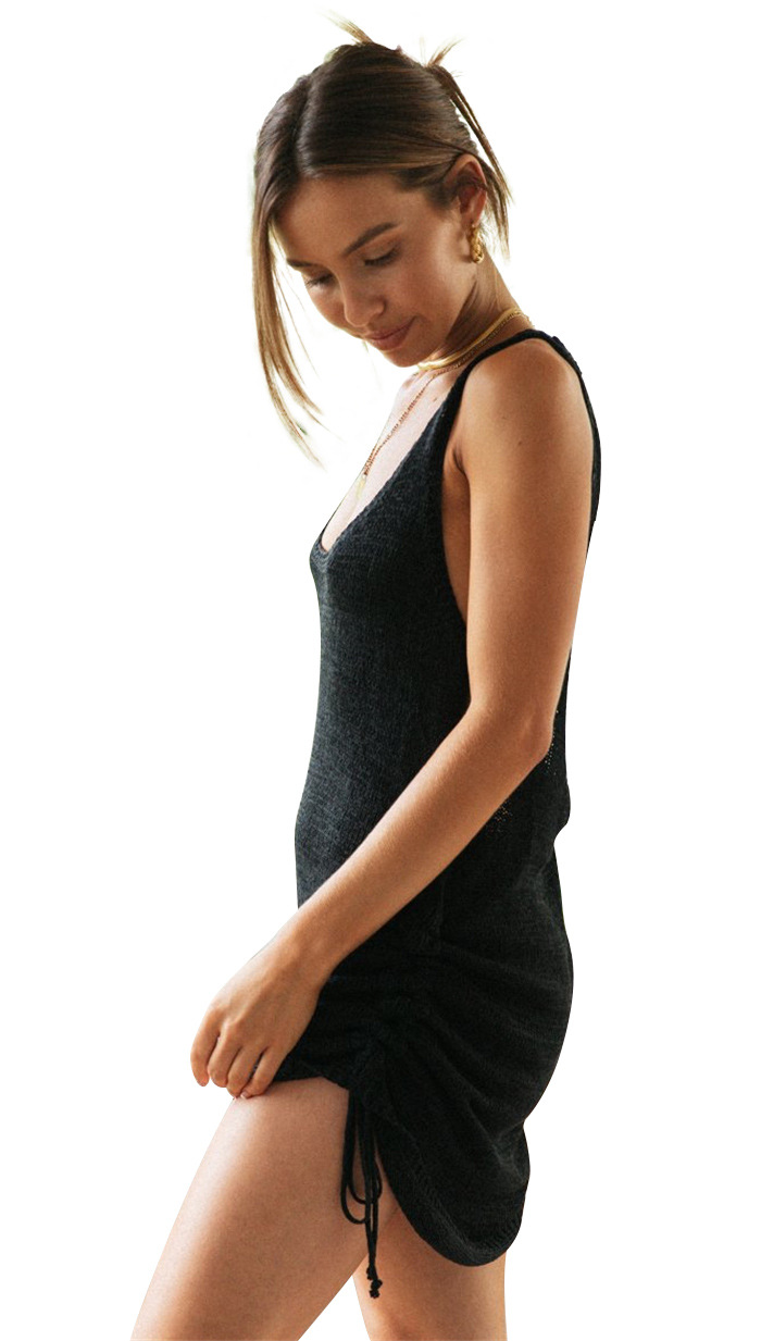 YD038 Clothing Arrival Sexy Slim-Fit Sheath Dress Backless Drawstring Strap Dress for Women