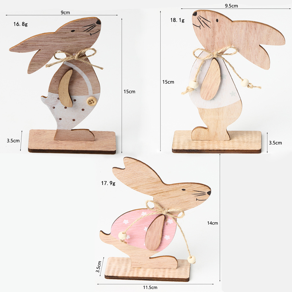 Simple Style Rabbit Heart Shape Wood Ornaments display picture 1