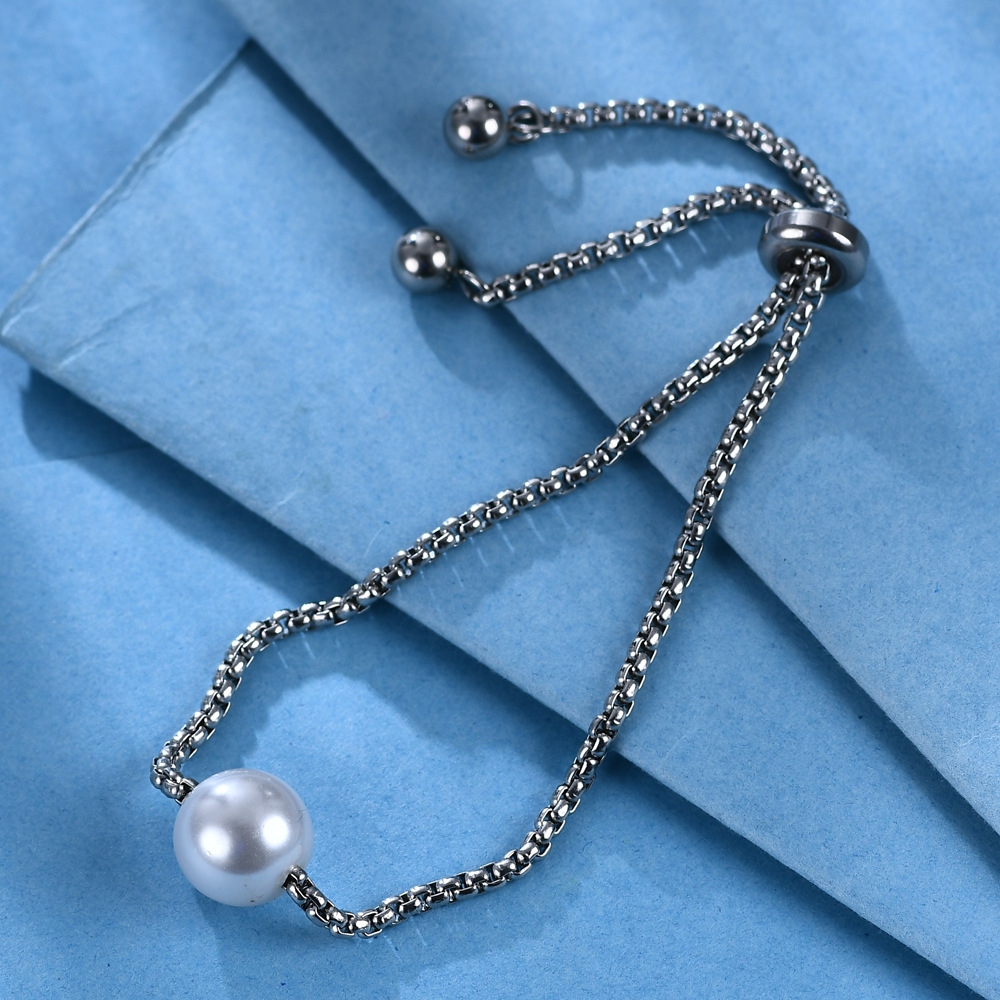 New Style Titanium Steel Pearl Adjustable Bracelet display picture 5