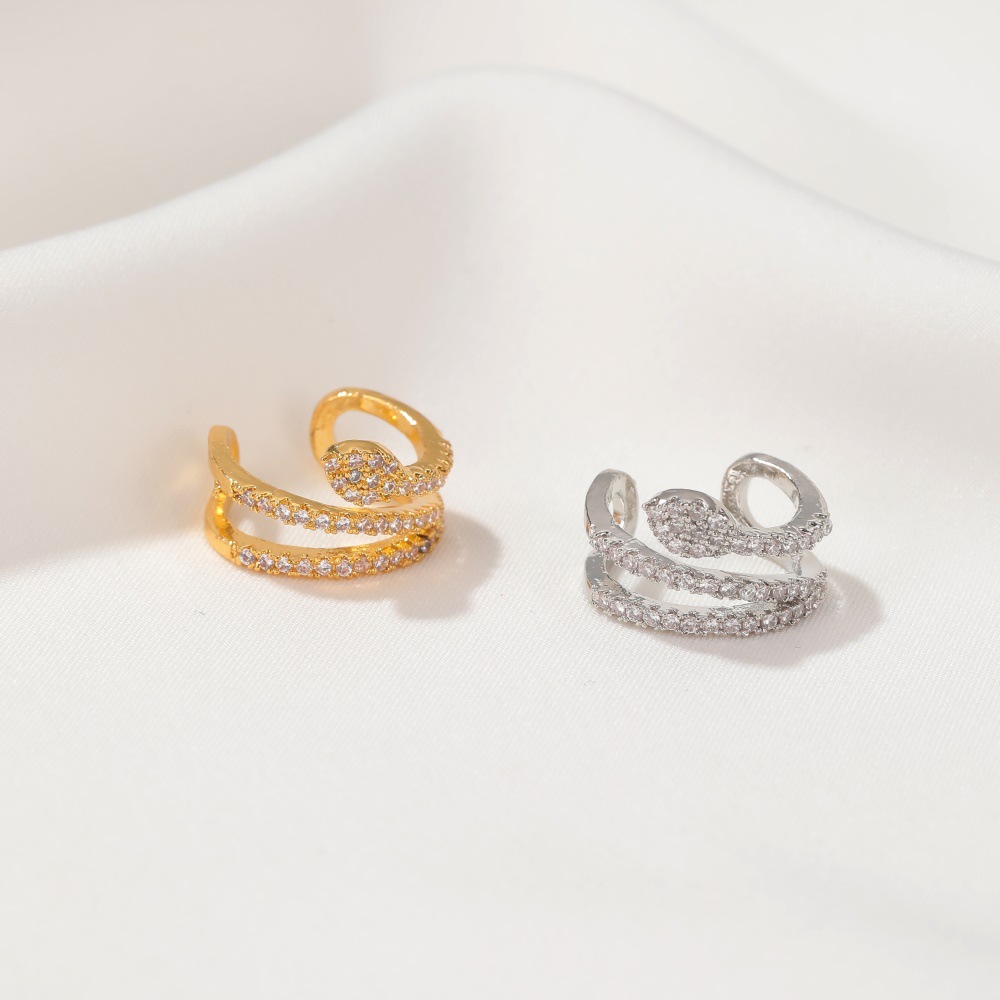 Retro Snake-shaped Ear Clips Simple Full Diamond C-shaped Ear Bone Clip Fashion Earrings Wholesale Nihaojewelry display picture 4